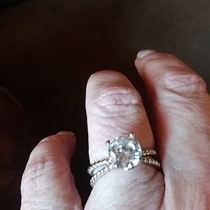 Sz 5.5 Silver Crystal Ring